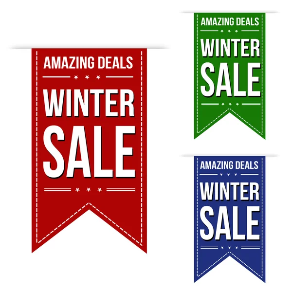 Conjunto de design de banner de venda de inverno — Vetor de Stock