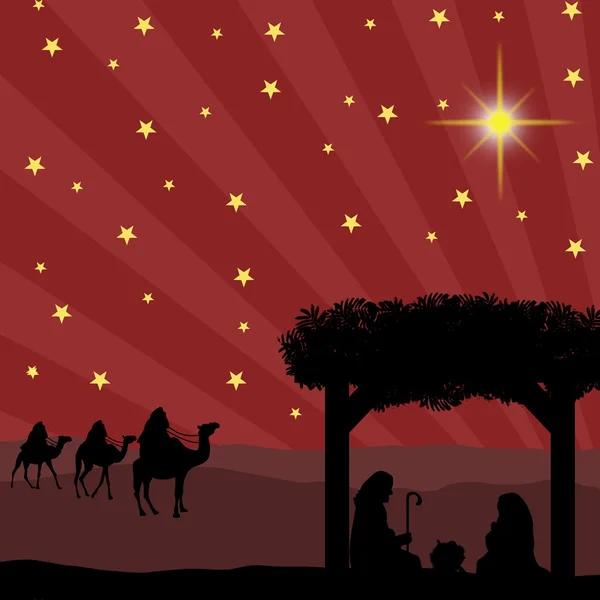 Christmas nativity scene — Stock Vector