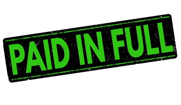 PAID IN FULL red rubber stamp vector over a white background. — Stock