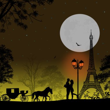 vervoer en liefhebbers nachts in Parijstaşıma ve Paris gece lovers