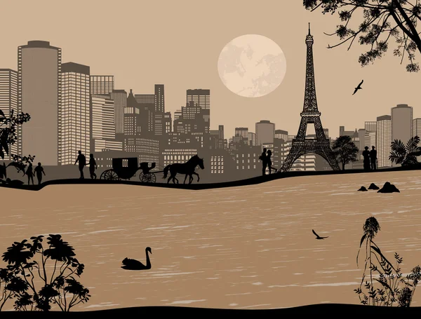 Eiffel toren en de seine rivier — Stockvector