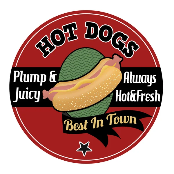 Hotdogs Emblem, Etikett oder Stempel — Stockvektor