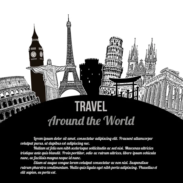 Affiche rétro Voyage autour du monde — Image vectorielle