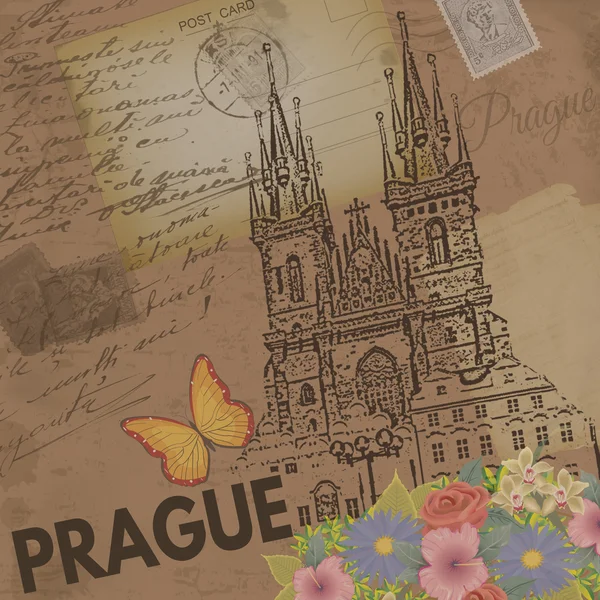 Afișul vintage din Praga — Vector de stoc