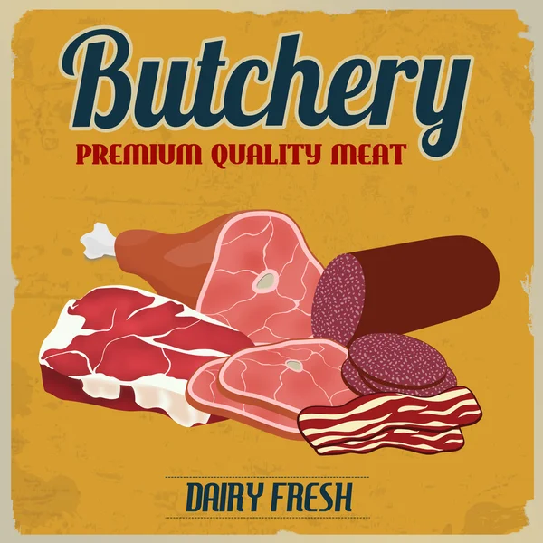 Butchery retro poster — Stock Vector