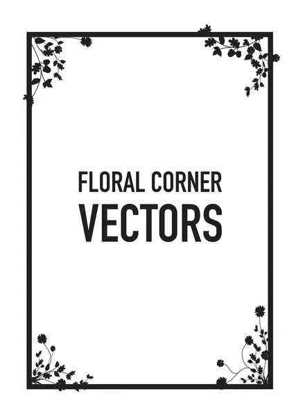 Svart blommig hörn bakgrund — Stock vektor