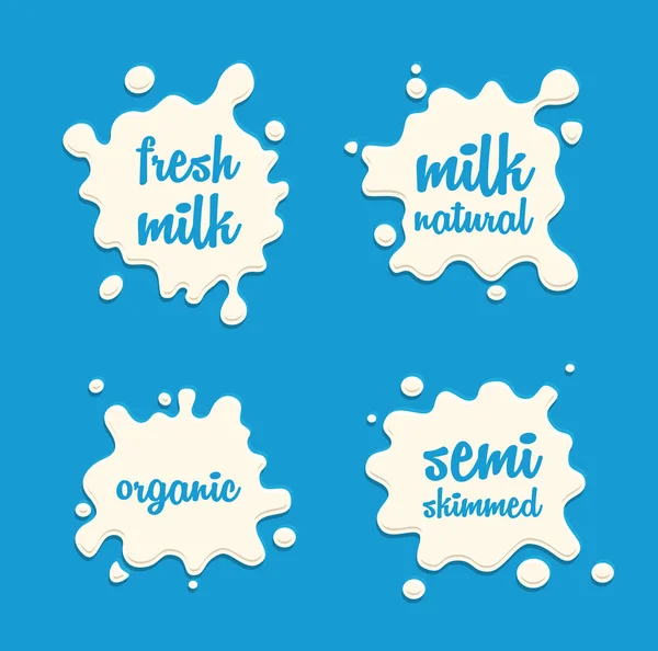 Milk splash set — Stock Vector