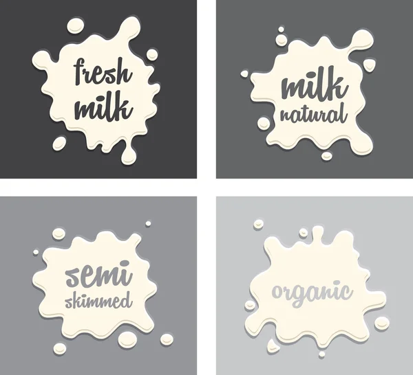 Milk splash set — Stock Vector