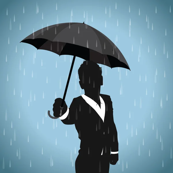 Homem de negócios com guarda-chuva — Vetor de Stock