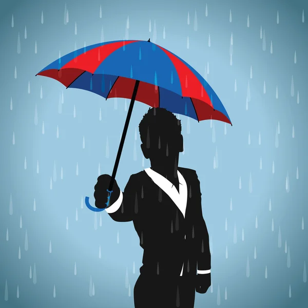 Homme d'affaires avec parapluie — Image vectorielle