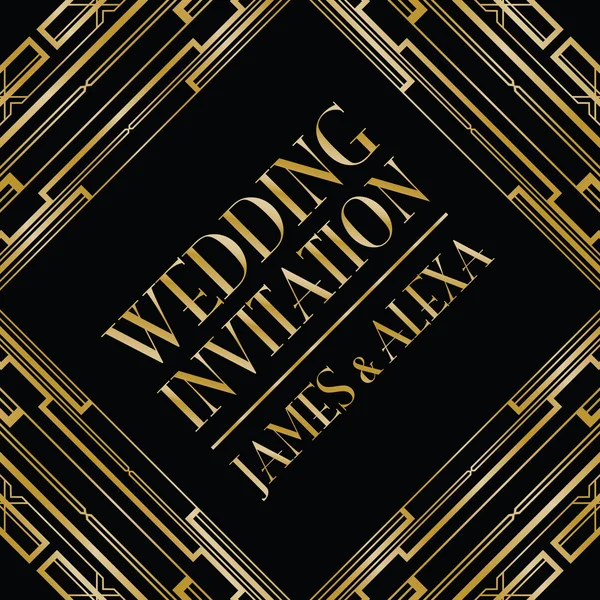 Invito matrimonio art deco — Vettoriale Stock