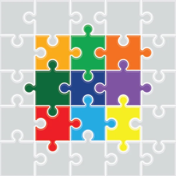 Colourful jigsaw pieces — Stock Vector