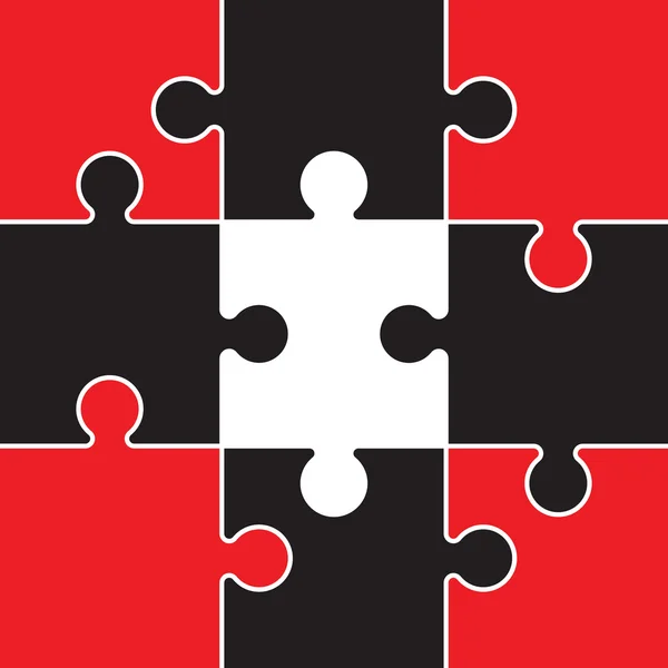 Logotipo do quebra-cabeça vermelho e preto —  Vetores de Stock