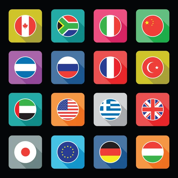 Set van kleurrijke platte wereld vlag iconen — Stockvector