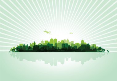 Yeşil cityscape üst baskı arka plan