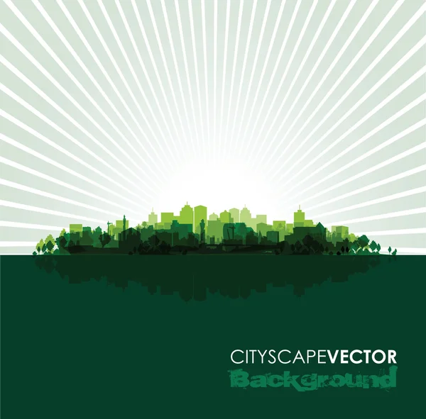 Gröna stadsbild övertryck bakgrund — Stock vektor