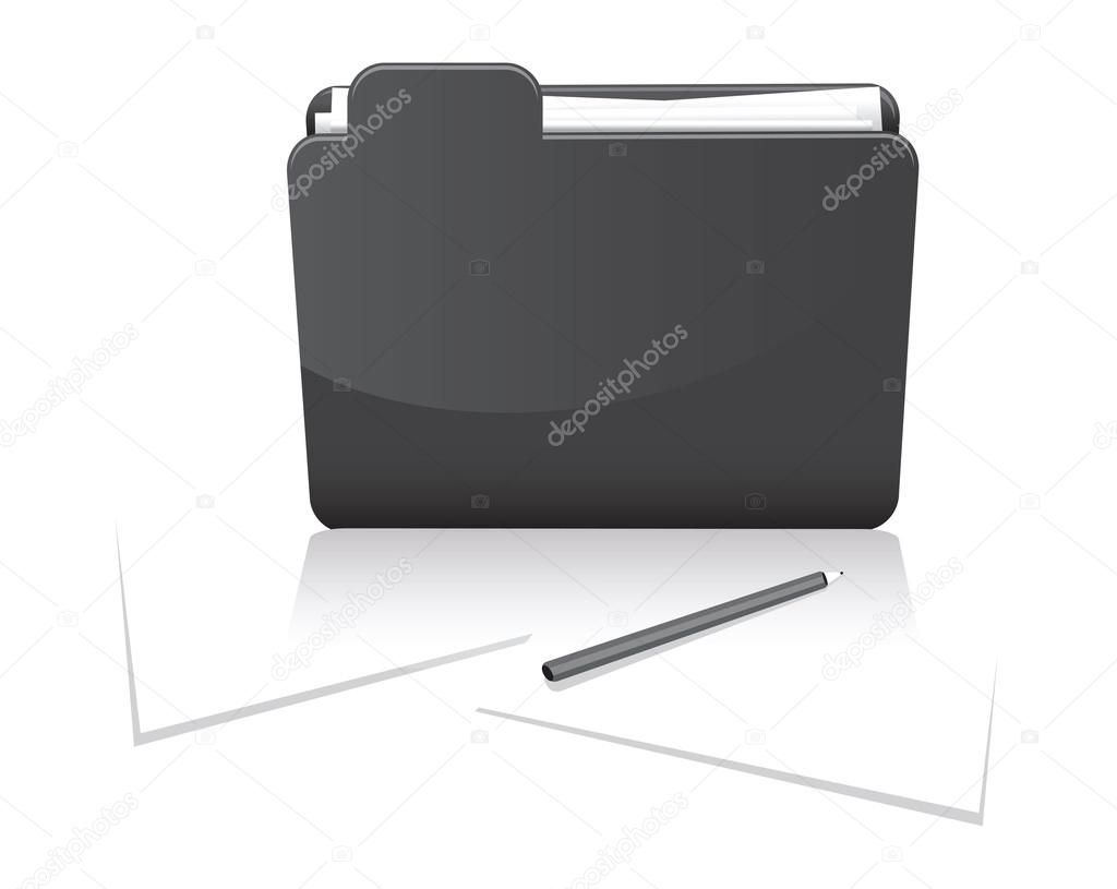 Black and white tax folder and paper