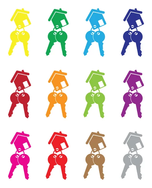 Ensemble coloré de clés — Image vectorielle