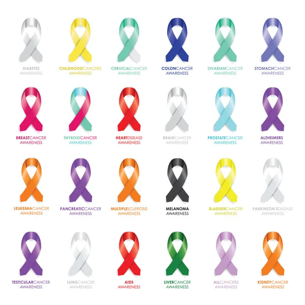 Set of awareness ribbons — Stock Vector