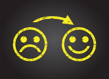 Sad face to a happy face clipart