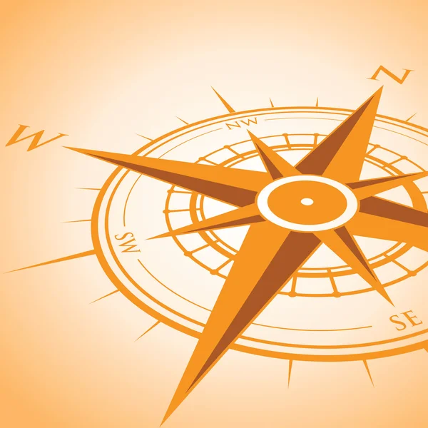 Oranje achtergrond kompas — Stockvector