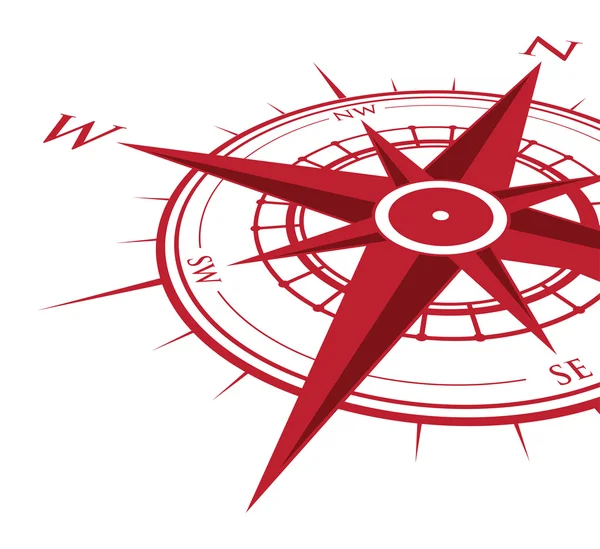 Červené pozadí kompasu — Stockový vektor