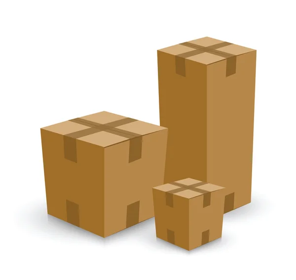 Offene Karton braune Schachtel Set — Stockvektor