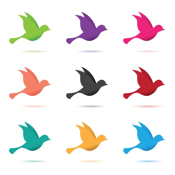 Set of birds in flight — Stock Vector