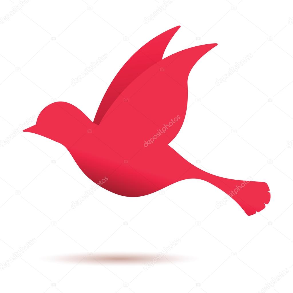 Red bird in flight