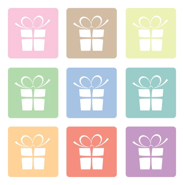 Set of pastel coloured present silhouette — Stock Vector