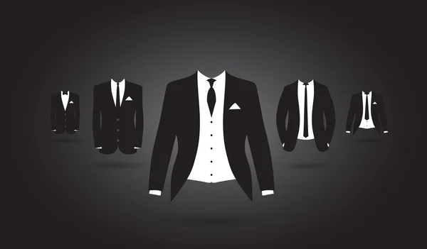 Un conjunto de trajes blancos y negros — Vector de stock