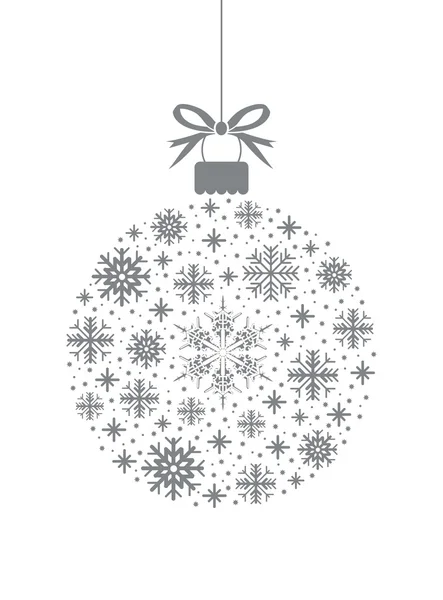 Kerstmis bal gemaakt van grijze eenvoudige sneeuwvlokken — Stockvector