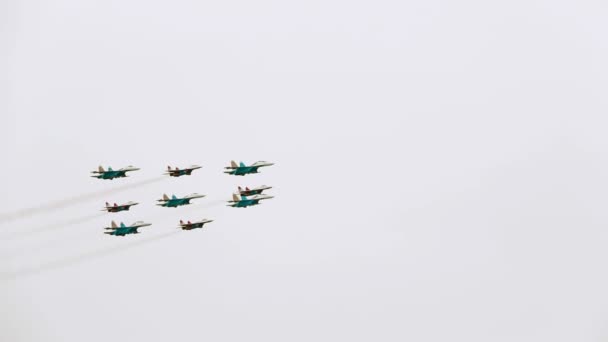 Militaire Parade Van Strijdkrachten Mei 2014 Aerobatic Team Bestaande Uit — Stockvideo