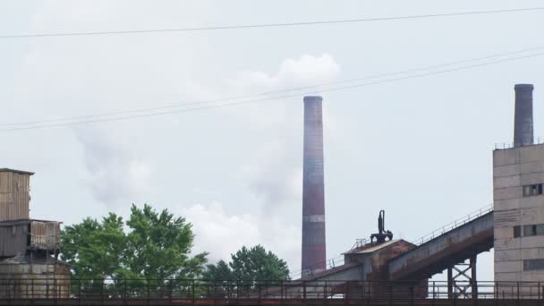 Industrial Tower With Smoke — Stock Video