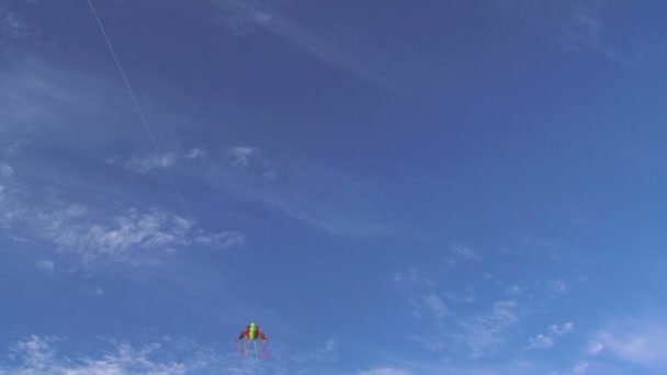 cerf-volant coloré volant haut dans le ciel bleu 