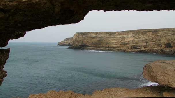 Black Sea Coast Of Magnificent Cape Tarkhankut in Crimea — Stock Video