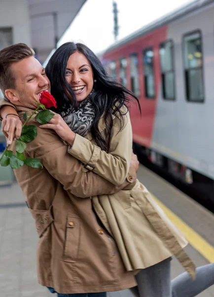 Arrival by train — Stock Photo, Image