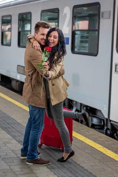 Arrival by train — Stock Photo, Image