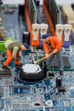 computer board and construction workers clipart