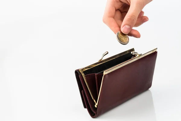 Purse and coin — Stock Photo, Image