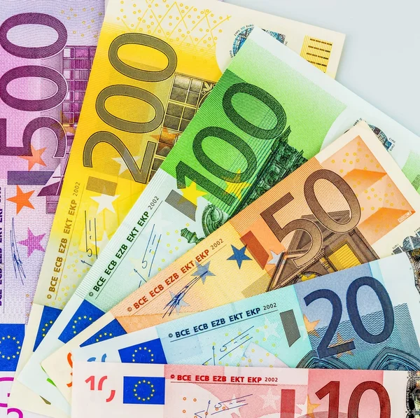 许多不同的欧元纸币 — 图库照片