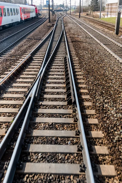 Schienen mit weichen — Stockfoto