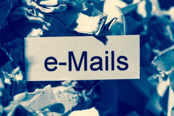 Shredded paper keywords emails — Stock Photo, Image