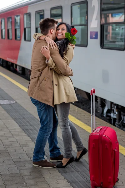 Arrival by train — Stock Photo, Image
