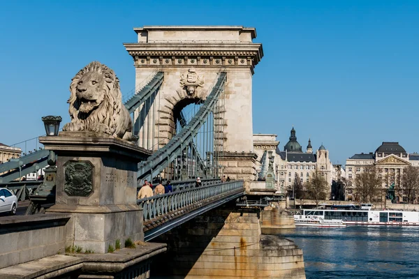 Hongarije, Boedapest, chain bridge — Stockfoto