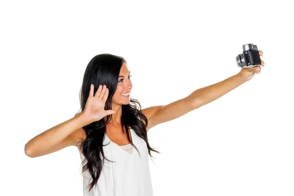 Woman makes selfi — Stock Photo, Image