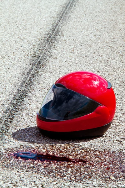 Accident with motorcycle. traffic accident with skid marks — Stock Photo, Image