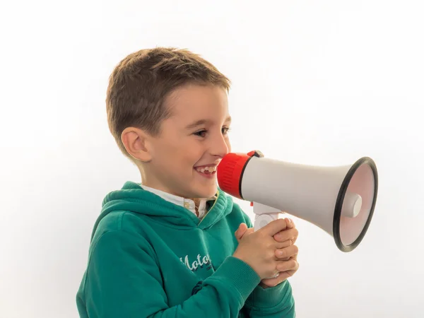 Niño con megáfono — Foto de Stock