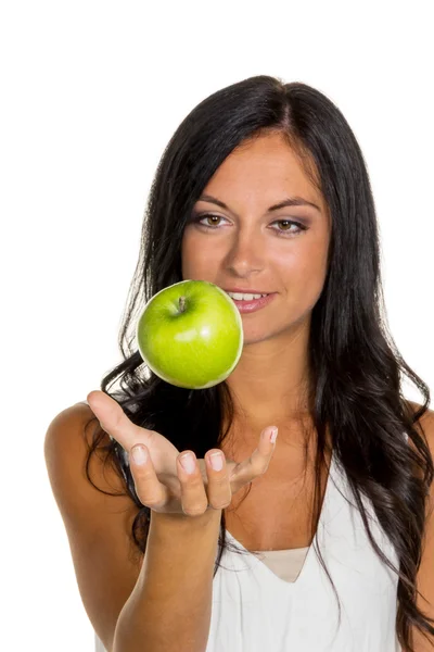 Mujer con manzana Imagen de stock