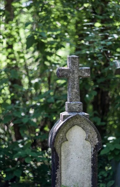 Stone cross in a cemetery — Stock Photo, Image